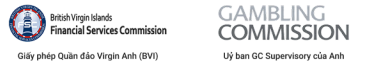 Fly88 hiển thị các biểu tượng World Lottery Association và Gambling Commission